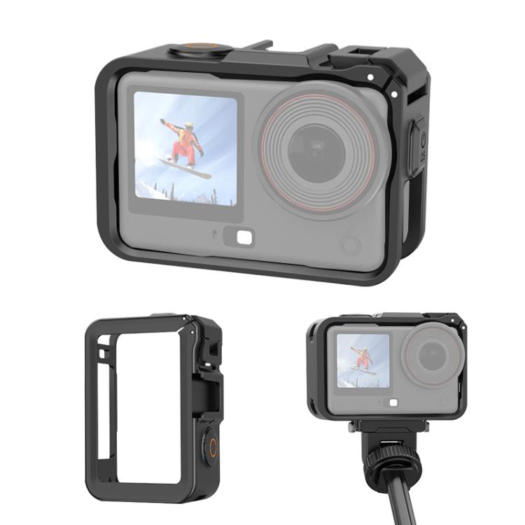 For DJI Osmo Action 6 PULUZ Plastic Cage Vertical-Horizontal Expansion Adapter Frame with Cold Shoe, Plastic Cage