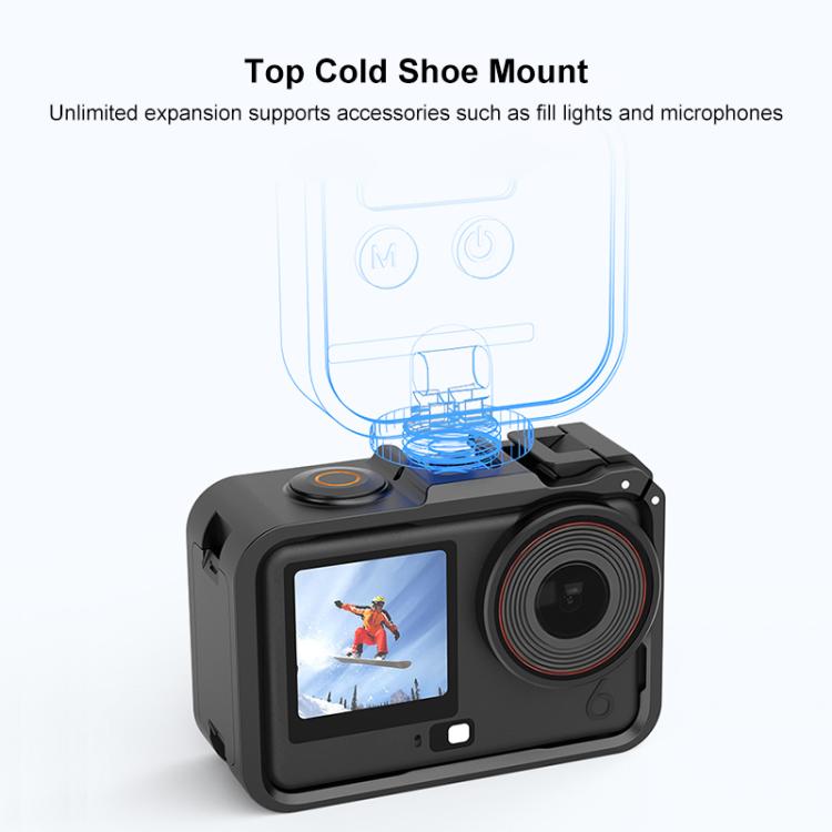 For DJI Osmo Action 6 PULUZ Plastic Cage Vertical-Horizontal Expansion Adapter Frame with Cold Shoe, Plastic Cage