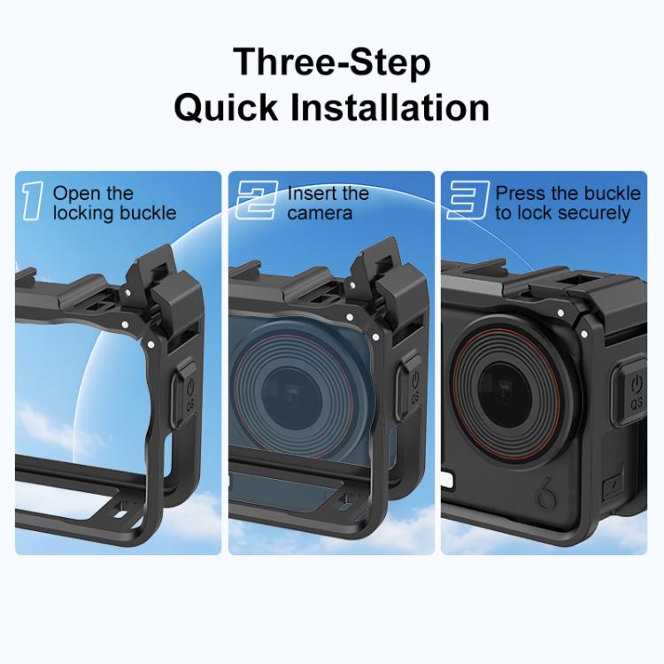 For DJI Osmo Action 6 PULUZ Plastic Cage Vertical-Horizontal Expansion Adapter Frame with Cold Shoe, Plastic Cage