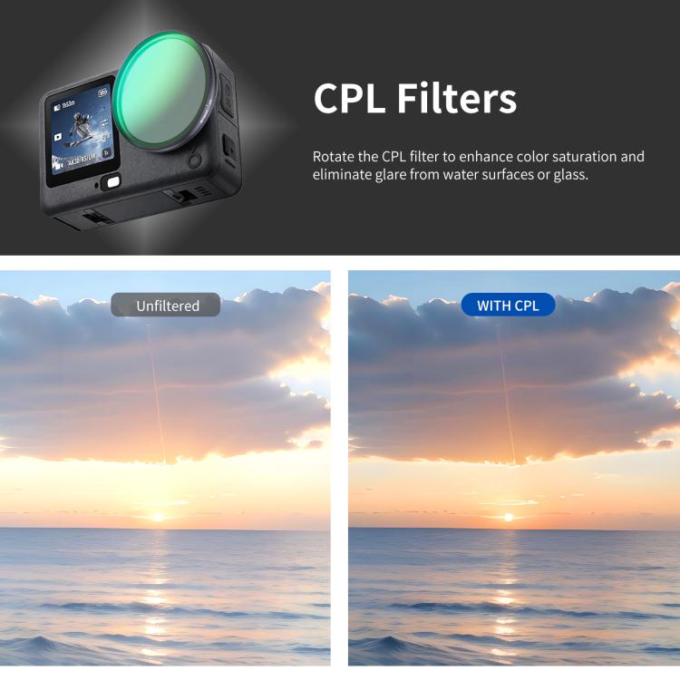 For DJI Osmo Action 6 PULUZ Action Camera CPL Lens Filter, CPL