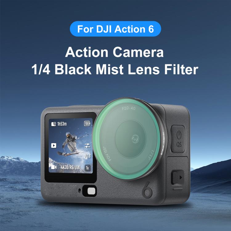 For DJI Osmo Action 6 PULUZ Action Camera Black Mist 1/4 Lens Filter, Black Mist 1/4