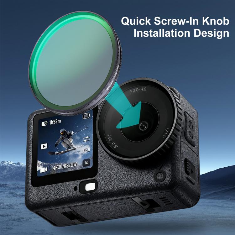 For DJI Osmo Action 6 PULUZ Action Camera Black Mist 1/4 Lens Filter, Black Mist 1/4