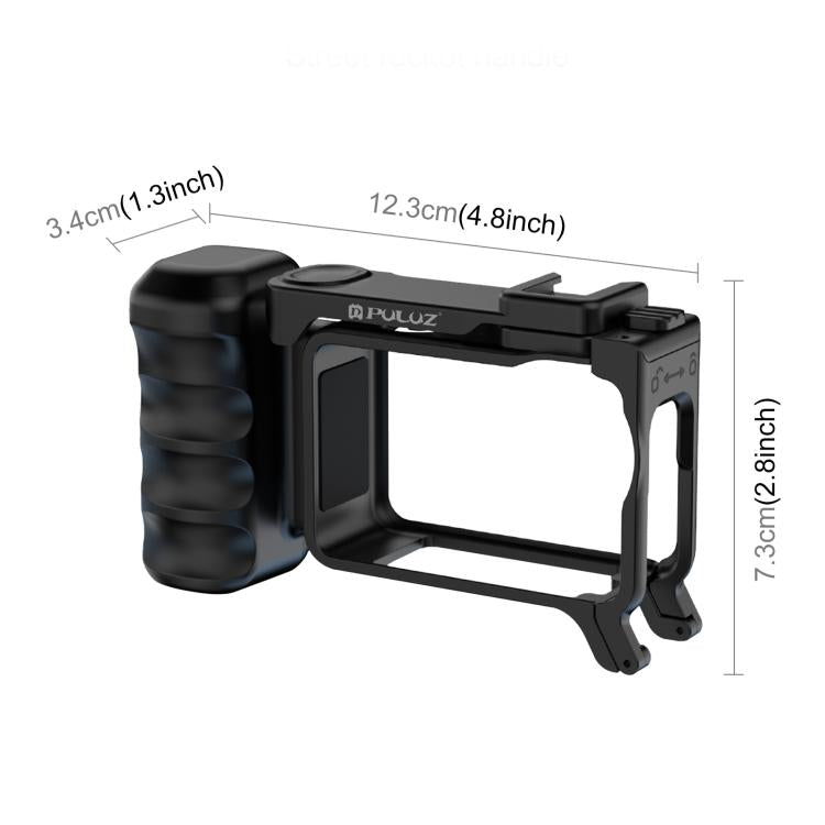 For DJI Osmo Action 6 PULUZ Street Photography Handle Ergonomic Hand Grip Cage Frame with Cold Shoe, Street Photography Handle
