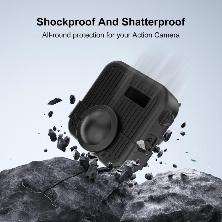 For GoPro MAX2 PULUZ Body Silicone Protective Case with Dual Lens Caps Cover & Strap, Body Case with Dual Lens Cap