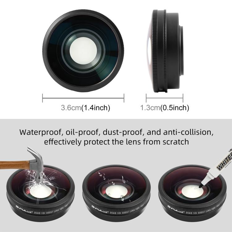 For DJI Osmo Action 6 PULUZ FOV Boost Lens 185 Degree Wide Angle Lens, For DJI Osmo Action 6