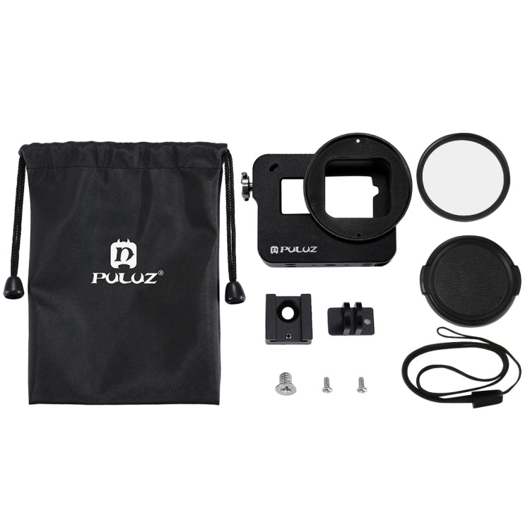 PULUZ Housing Shell CNC Aluminum Alloy Protective Cage with Insurance Frame & 52mm UV Lens for GoPro HERO(2018) /7 Black /6 /5, For HERO6 /5 Pull Frame, For HERO5 Pull Frame