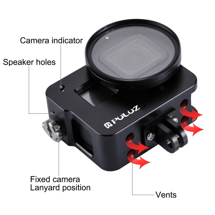 PULUZ Housing Shell CNC Aluminum Alloy Protective Cage with 52mm UV Lens for GoPro HERO(2018) /7 Black /6 /5, For HERO6 /5 No Frame, For HERO5/6 No Frame