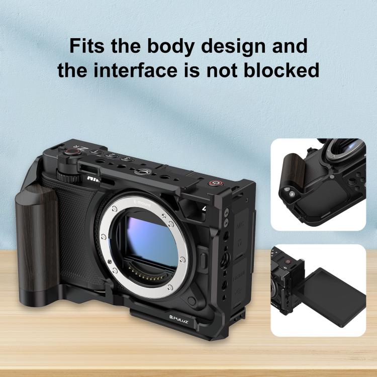 For Nikon ZR PULUZ Wood Handle Metal Camera Cage Expansion Frame, For Nikon ZR Cage