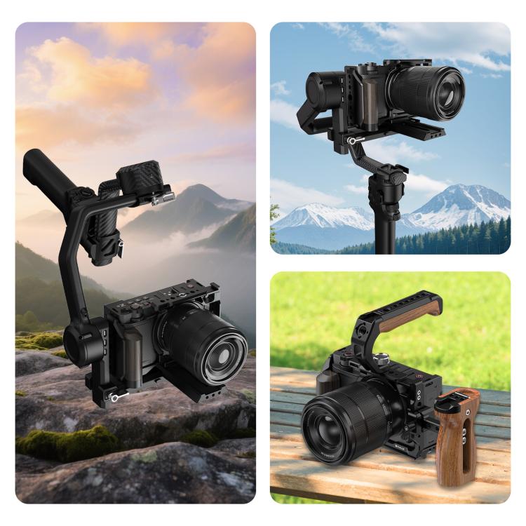 For Nikon ZR PULUZ Wood Handle Metal Camera Cage Expansion Frame, For Nikon ZR Cage