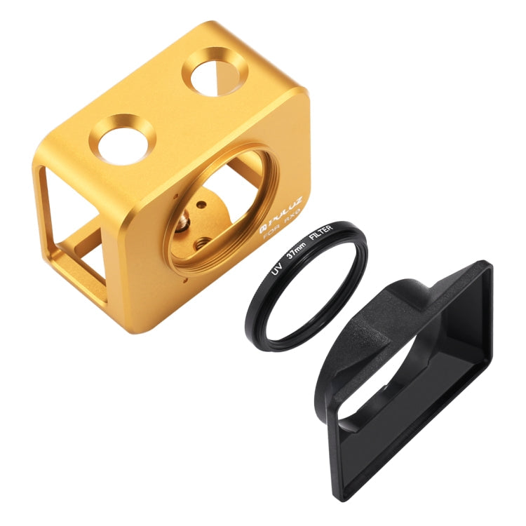 PULUZ for Sony RX0 Aluminum Alloy Protective Cage + 37mm UV Filter Lens + Lens Sunshade with Screws and Screwdrivers, Cage Black, Cage Gold, Cage Blue, Cage Red, Cage Silver