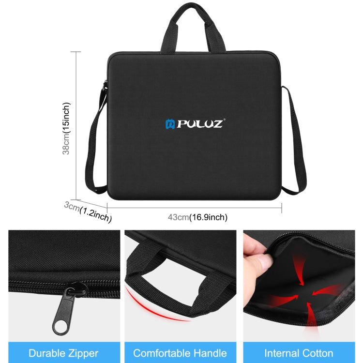 PULUZ 14 inch Ring LED Lights Portable Zipper Storage Bag Shoulder Handbags, Size: 43cm x 38cm x 3cm, 43cm x 38cm x 3cm