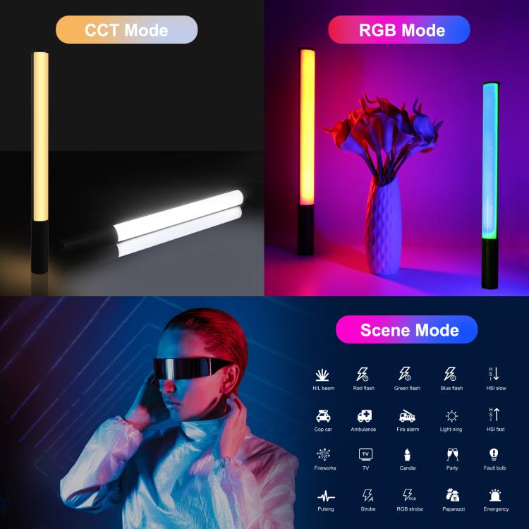 PULUZ 132 LEDs Photo Handheld Stick Light Full Color RGB Fill Light, 132 LEDs RGB Fill Light