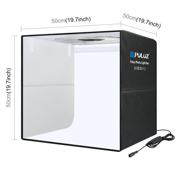 PULUZ 50cm Folding Portable Ring Light PD30W Quick Charge USB Photo Lighting Studio Shooting Tent Box with 6 x Dual-Side Backdrops, Size: 50cm x 50cm x 50cm