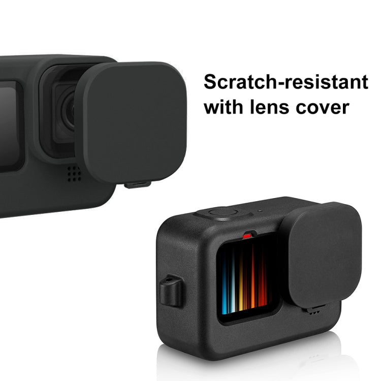 PULUZ for GoPro HERO12 Black /11 Black /10 Black /9 Black Silicone Protective Case Cover with Wrist Strap & Lens Cover, For GoPro HERO9 Black