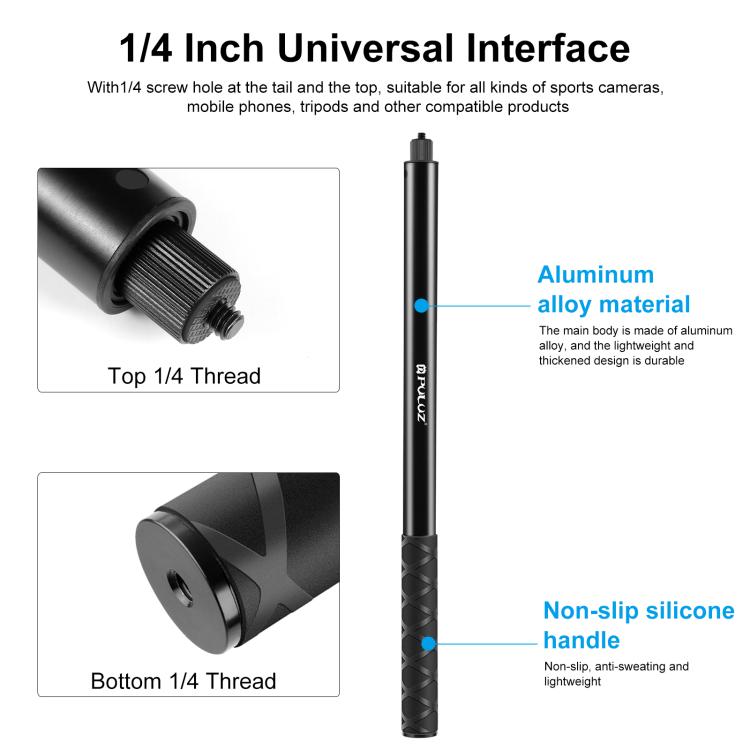 PULUZ 2m Metal Selfie Stick Monopod  for Insta360 One RS / X2 / X3, 2m Monopod