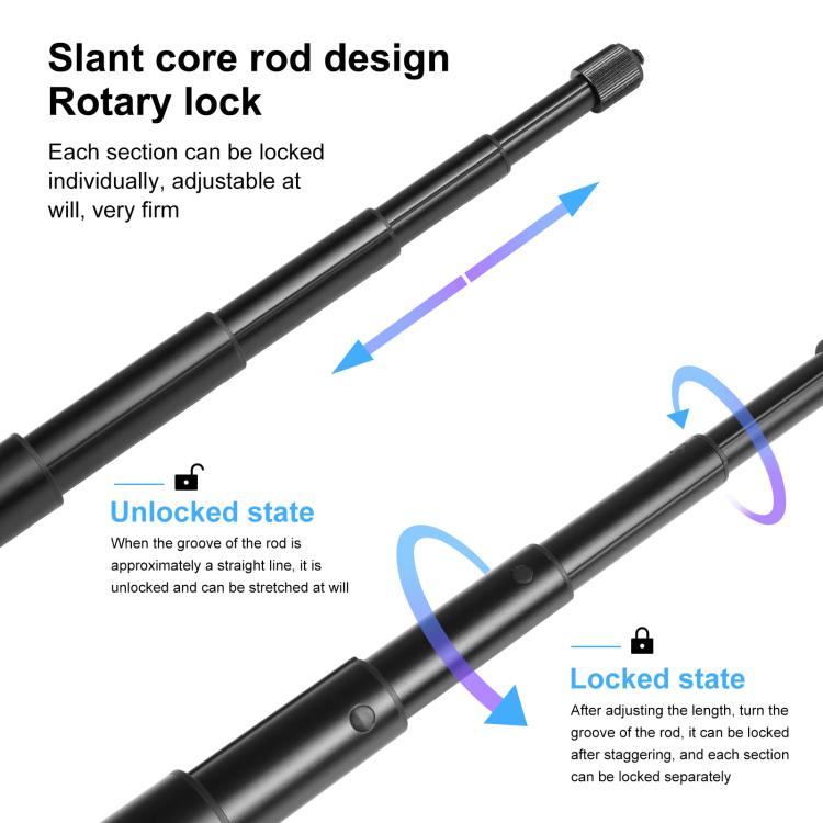 PULUZ 2m Metal Selfie Stick Monopod  for Insta360 One RS / X2 / X3, 2m Monopod