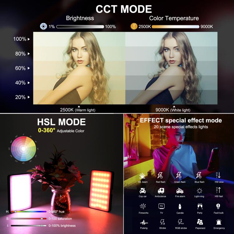 PULUZ Pocket 140 LEDs RGB Full Color Beauty Fill Light Handheld Photography LED Light, 140 LED