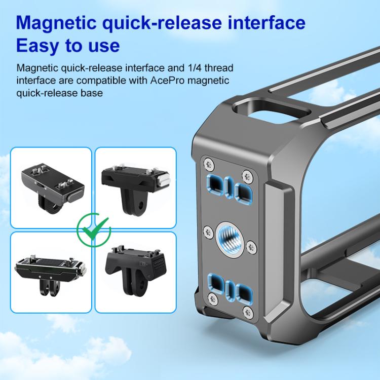 For Insta360 X4 PULUZ Aluminum Alloy Protective Cage Rig Expand Cold Shoe Housing Frame, For Insta360 X5