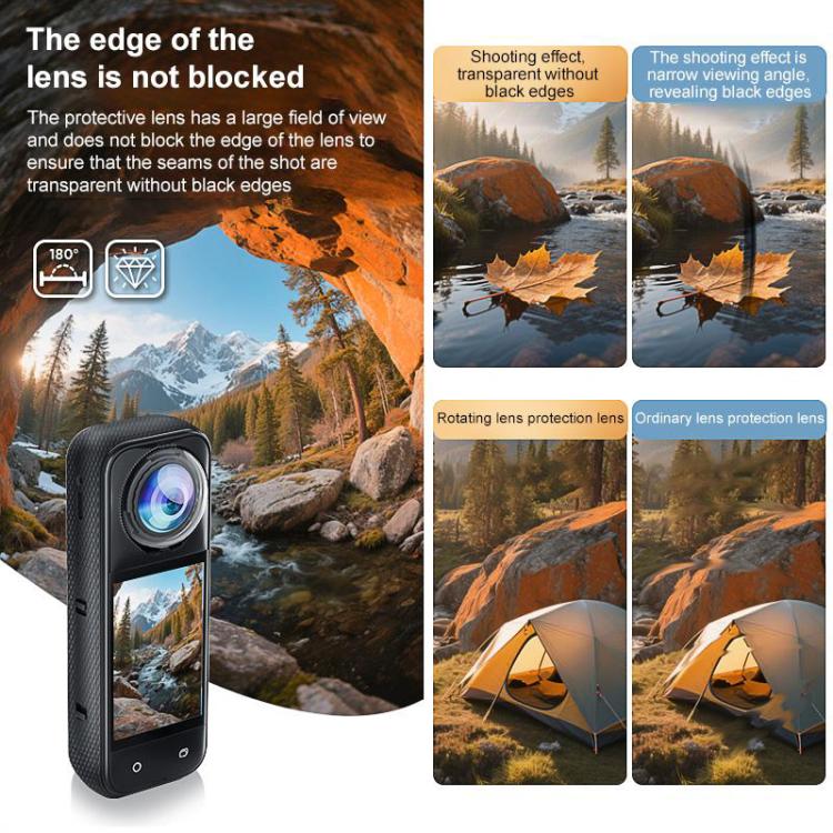 For Insta360 X5 PULUZ Rotating Optical Tempered Glass Lens Guard Protective Cover, Rotating Glass Lens Guard
