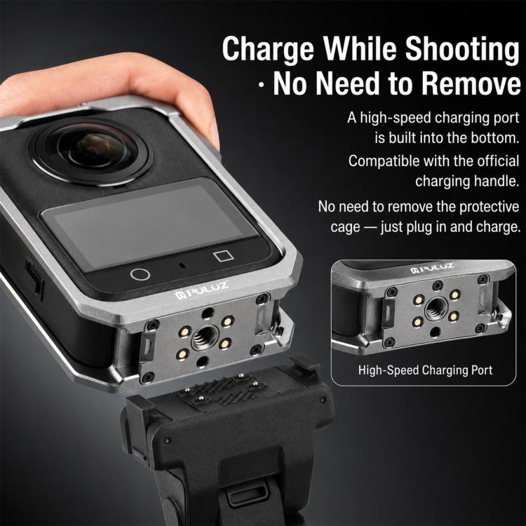 For DJI Osmo 360 PULUZ Aluminum Alloy Protective Cage Expansion Frame with Lens Cover, Protective Cage
