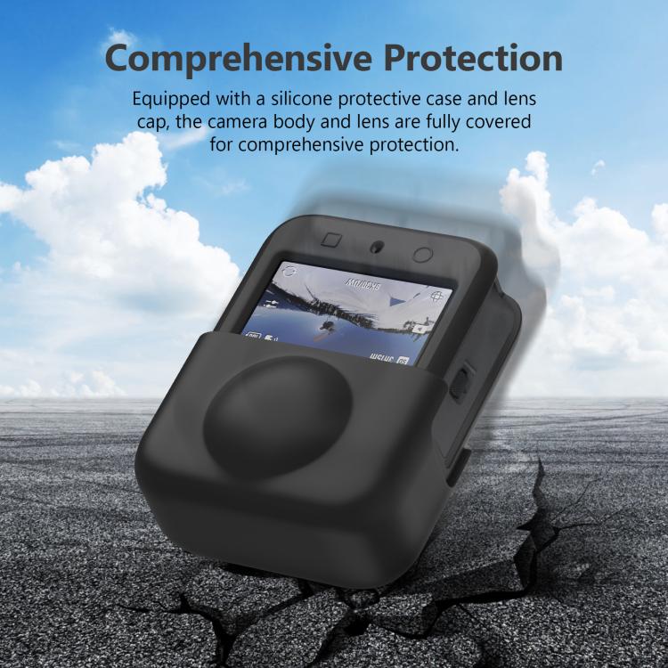 For DJI Osmo 360 PULUZ Silicone Body Protective Cover with Lens Cover, Body Cover with Lens Cover (Black), Body Cover with Lens Cover (Grey)