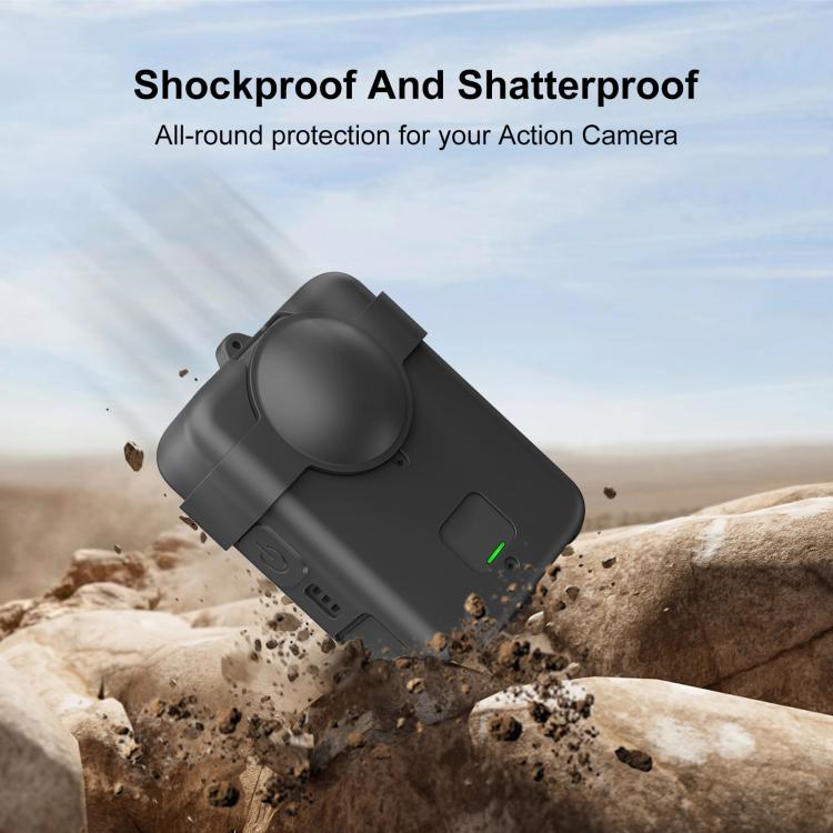 For DJI Osmo 360 PULUZ Silicone Protective Cover with Lens Cover & Lanyard, Cover with Lens Cover & Lanyard