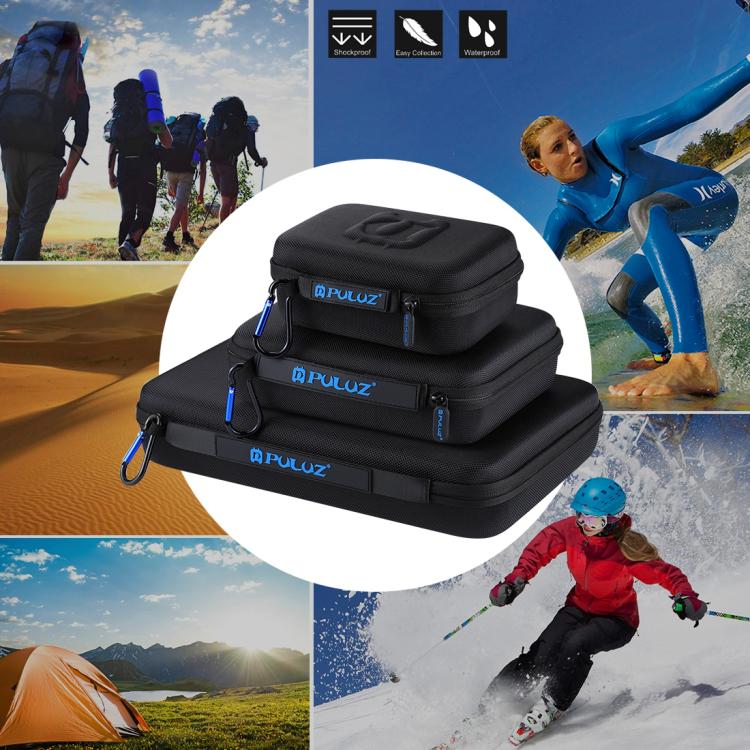 PULUZ Waterproof Carrying and Travel Case for GoPro, DJI Osmo Action and other Sport Cameras Accessories, Small Size: 16cm x 12cm x 7cm, For GoPro, Size: 16cm x 12cm x 7cm