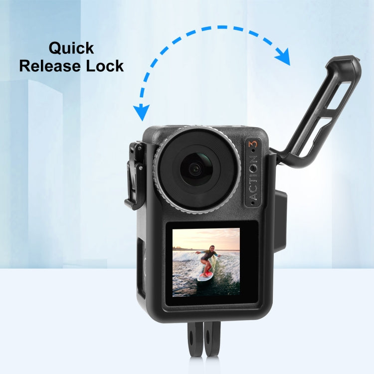 For DJI Osmo Action 4 / 3 PULUZ Vertical Plastic Protective Frame Cage with Cold Shoes, For DJI Osmo Action 5 Pro / 4 / 3 Vertical Cage