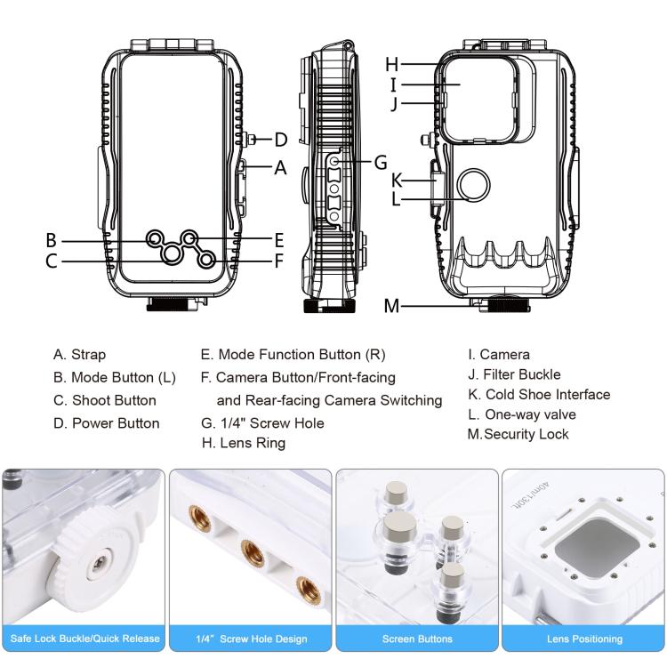 PULUZ 40m/130ft Waterproof Diving Case for 15 Pro Max / 15 Plus / iPhone 14 Plus / 14 Pro Max / 13 Pro Max / 12 Pro Max / 11 Pro Max, with One-way Valve Photo Video Taking Underwater Housing Cover, For iPhone 15 Pro Max / 15 Plus / 14 Plus             ...