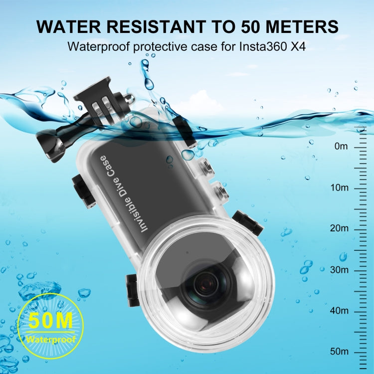 For Insta360 X4 PULUZ 50m Waterproof Sealed Diving Case, For Insta360 X4
