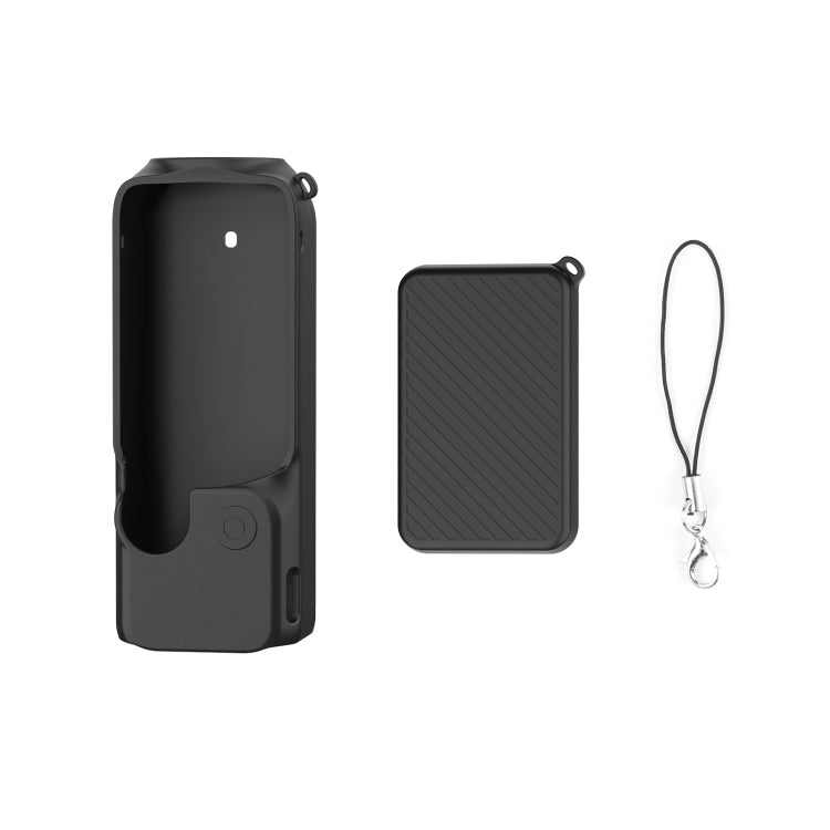 For DJI OSMO Pocket 3 PULUZ  2 in 1 Silicone Cover Case Set with Strap, Silicone Cover(Black), Silicone Cover(Blue)