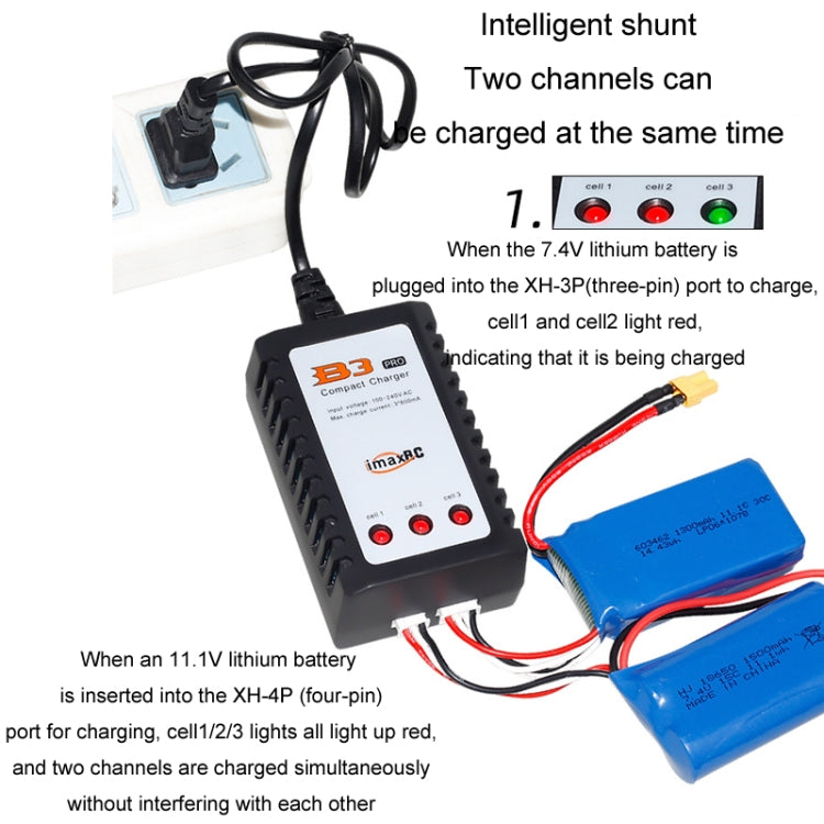 ImaxRC 7.4V/11.1V 2S/3S Model Aircraft Drone Lithium Battery Intelligent Balance Charger, EU Plug