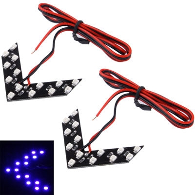 14 LED 3528 SMD Arrows Light for Car Side Mirror Turn Signal, Pairs, 2 PCS, Universal Pink Light, Universal Blue, Universal Yellow, Universal Red
