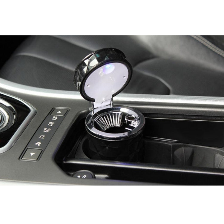 Diamond Facets Car Ashtray with LED Light, with LED Light(Black), with LED Light(White)