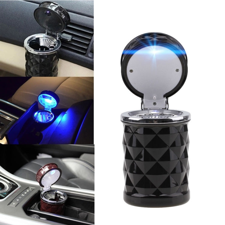 Diamond Facets Car Ashtray with LED Light, with LED Light(Black), with LED Light(White)