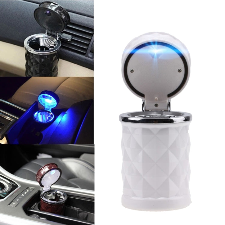 Diamond Facets Car Ashtray with LED Light, with LED Light(Black), with LED Light(White)