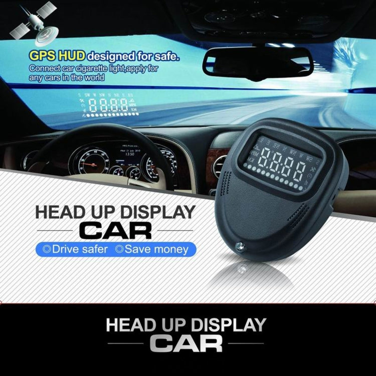 A1 2.0 inch Car GPS HUD Head Up Display Vehicle-mounted Security System, Support Speed & Real Time & Altitude & Over Speed Alarm & Compass & MPH & Auto Sleeping & KM & Satellite Signal, A1