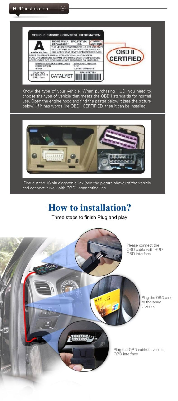 A8 5.5 inch Car OBDII HUD Warning System Vehicle-mounted Head Up Display Projector with LED, Support Fuel Consumption & Over Speed Alarm & Water Temperature & Fault Diagnosis, A8