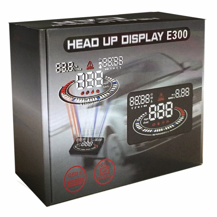 E300 5.5 inch Car OBDII / EUOBD HUD Vehicle-mounted Head Up Display Security System, Support Speed & Fuel Consumption, Overspeed Alarm,  Fuel Consumption, Water Temperature, etc., E300