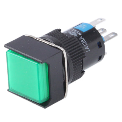 Car DIY Square Button Push Switch with Lock & LED Indicator, DC 24V, With Lock DC 24V Green, With Lock DC 24V Red