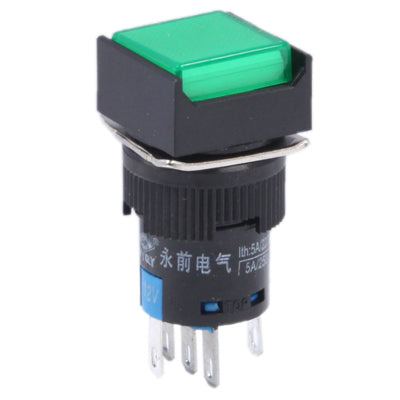 Car DIY Square Button Push Switch with Lock & LED Indicator, DC 24V, With Lock DC 24V Green, With Lock DC 24V Red