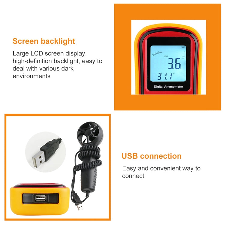 Digital Anemometer (Measurement items: Air Velocity, Air Temperature), GM8901