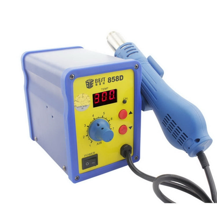 BEST BST-858D AC 220V 50Hz 650W LED Displayer Adjustable Temperature Unleaded Hot Air Gun with Helical Wind, BST-858D US Plug
