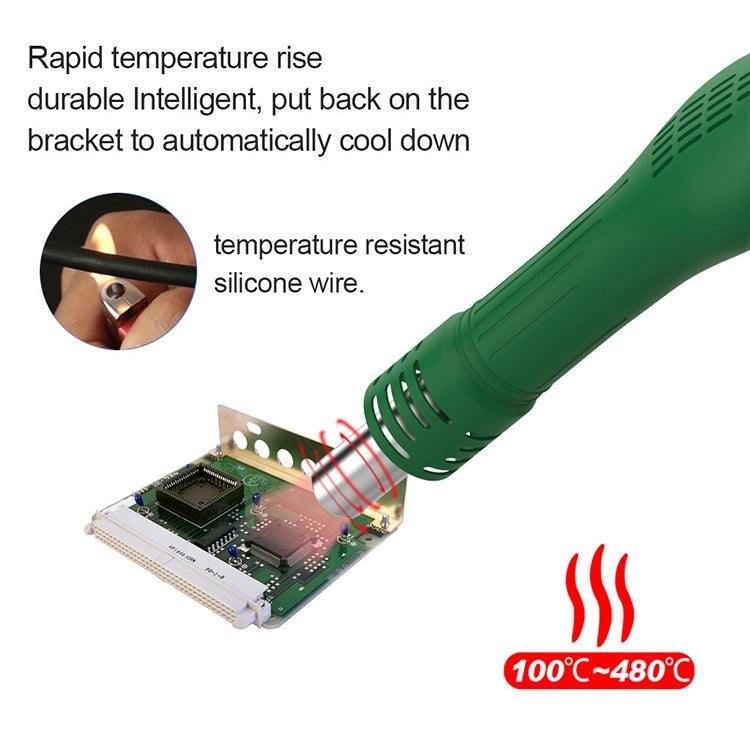 BEST BST-858D+ AC 220V 50Hz 650W LED Displayer Adjustable Temperature Unleaded Hot Air Gun with Helical Wind, BST-858D+  EU Plug, BST-858D+ US Plug