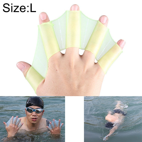 Silicone Swimming Web Fins Hand Flippers Training Gloves, L, Size: L Green, Size: L Blue