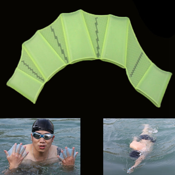 Silicone Swimming Web Fins Hand Flippers Training Gloves, L, Size: L Green, Size: L Blue