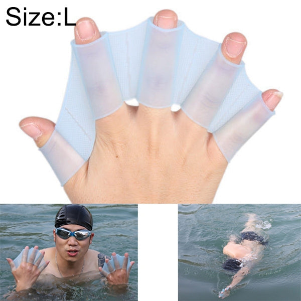 Silicone Swimming Web Fins Hand Flippers Training Gloves, L, Size: L Green, Size: L Blue