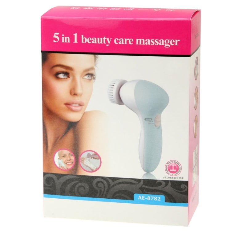 5 in 1 Beauty Care Brush Massager Scrubber Face Skin Care Electric Facial Cleanser, 5 in 1 AE-8782
