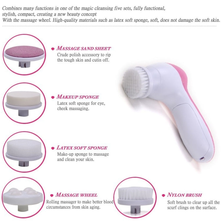 5 in 1 Beauty Care Brush Massager Scrubber Face Skin Care Electric Facial Cleanser, 5 in 1 AE-8782
