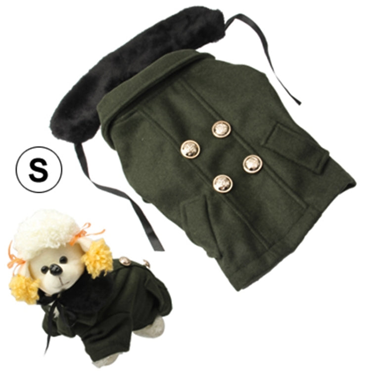 Gorgeous Woolen Cloth with Fur Collar Dog Coat Pet Clothes, Size: XL , Size: S(Deep Green)